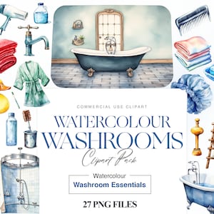 Badkamer clipart, aquarel douche, wasruimte, badkamerbenodigdheden, ochtendroutine, toilet, badeend PNG
