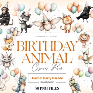 Geburtstag Tier Clipart, Wald Baby Tiere PNG, Teddy Bär Geburtstag Clipart, Party Tiere Geburtstag Bild