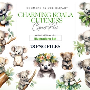 Aquarell Koala Clipart, niedliche Koala Aktivitäten, schlafend, Baby Tier, Wandkunst, Babyparty