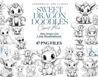 Cute Dragon Clipart, Baby Dragon PNG Illustrations (47 Files)