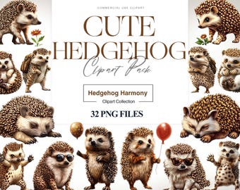 Niedliche Igel Clipart, Cartoon Igel PNG, Baby Igel, mit Blume, Igel-Kinderzimmer-Wandkunst