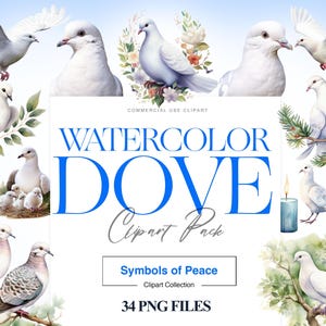 Watercolor Dove Clipart, White Dove Flying, Bird Clipart, The Dove of Peace, Bird Graphics, Peace Dove Images