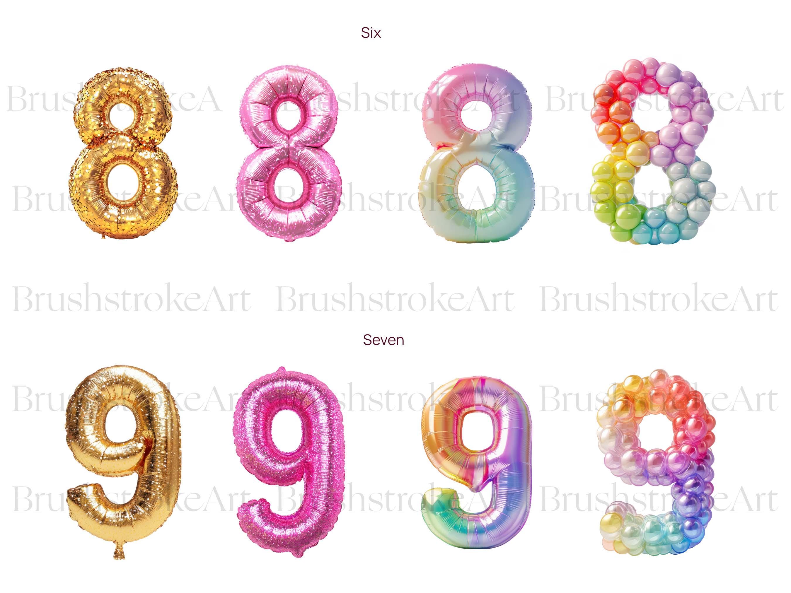 Colorful Numbers Clipart, Birthday Numbers, Party, Foil Balloons ...