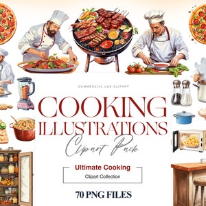 Cooking Illustration Clipart, Kitchen Utensil, Baking Clipart, Chef PNG, Baking Tools Clipart, Cooking Images