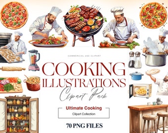 Cooking Illustration Clipart, Kitchen Utensil, Baking Clipart, Chef PNG, Baking Tools Clipart, Cooking Images