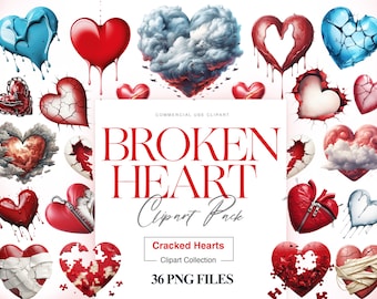 Broken Heart Clipart, Anti Valentine PNG, Gothic Valentine, Distressed Heart PNG, Love, Cracked Heart, Injury