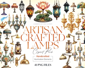 Watercolor Lamp Clipart, Vintage Lantern, Victorian, Bell Shade Lamp, Shabby, Cottage core Decor, Oil Lamp PNG