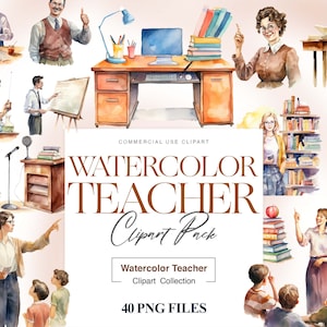 Aquarell Lehrer Clipart, Aquarell Schullehrer PNG, Schulanfang, Lehrertag, Geschenk für Lehrer