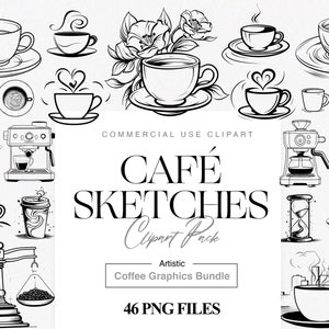 Clipart caffè acquerello, caffè nero, caffè, caffè espresso, latte, tazza di caffè PNG, caffè Kawaii, linea arte