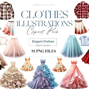 Clothes Illustration Clipart, Winter Clothes, Sweater, Fashion Clipart, Shirt, Pants Clipart, Jeans, T Shirt