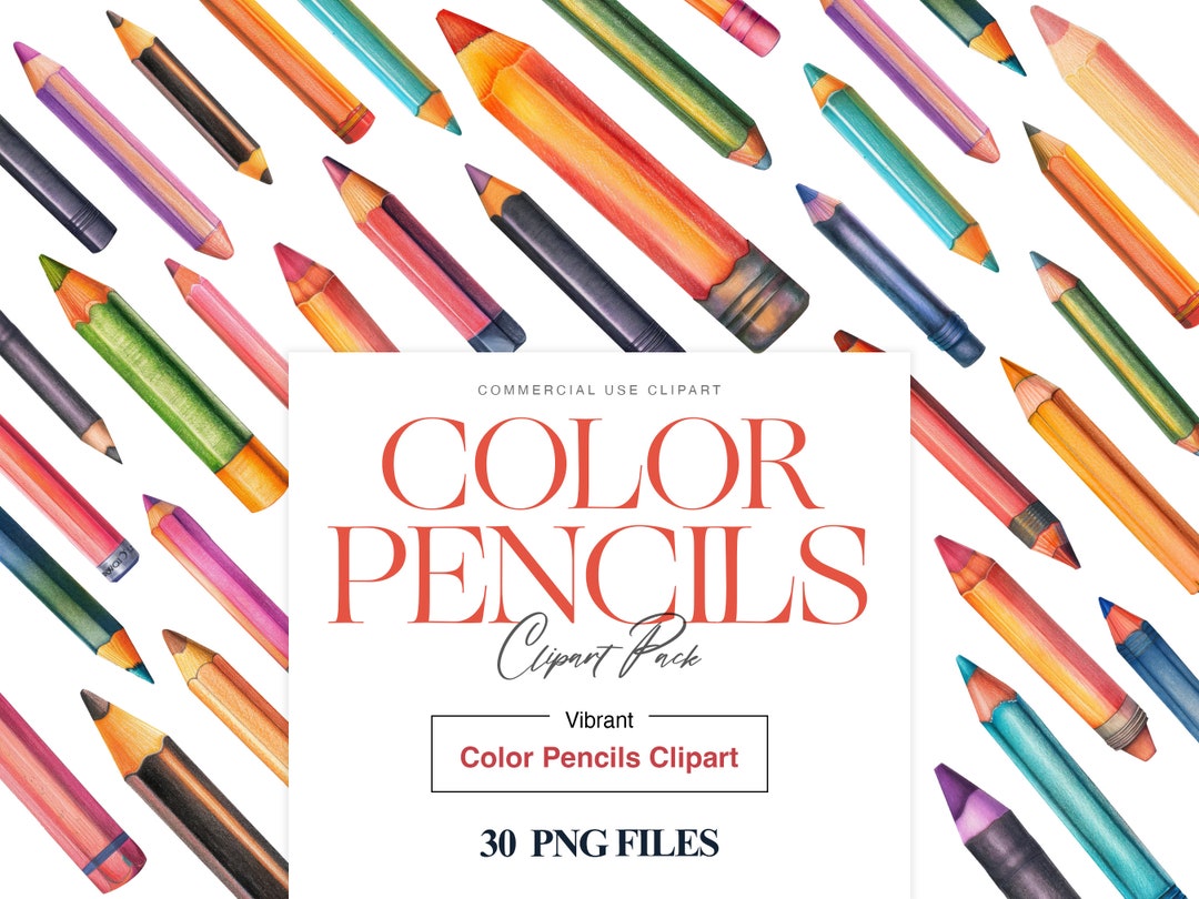 Color Pencil Clipart, Art Supplies Clipart, Back to School, Drawing ...