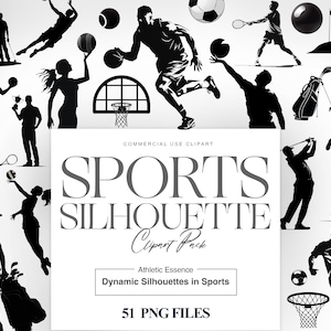 Clipart silhouette sport, football, sport PNG, clipart basket-ball, silhouette d'athlète, Images de sport femme