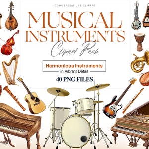 Aquarel muziekinstrumenten clipart, gitaar, fluit PNG, piano clipart, viool, muziek illustratie, saxofoon