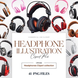Headphone Illustration Clipart, Colorful Headphones, Music PNG, Gaming Headphone Printable, T Shirt Design