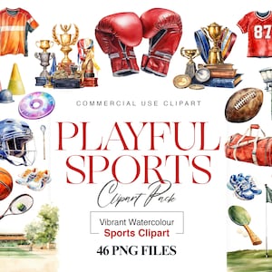 Clipart sport aquarelle, basket-ball, hockey, baseball, golf, clipart football, football PNG, fournitures de sport