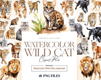 Wild Cat Clipart, African Animals PNG, Lion Clipart, Tiger PNG, Black Panther, Cat Predators, Leopard Clipart