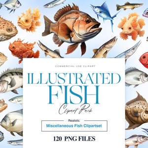 Fish Illustration Clipart, Freshwater Fish Species, Saltwater Fish, Marlin Clipart, Ocean Fish, Fathers Day