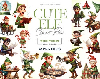 Cute Elf Clipart, Christmas Elves Clip Art, Santa's Helpers, Xmas Elf Clipart, Girl Elves, Christmas Elf PNG