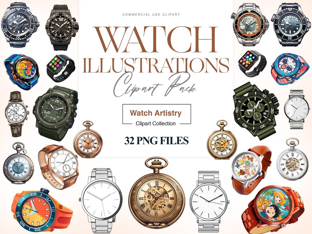 Watch Clipart, Wristwatch, Vintage, Kids Watch, Time Clipart, Luxury ...