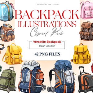 Clipart sac à dos, clipart cartable, sac à dos PNG, sac d'ordinateur portable, sac de voyage, clipart de sac rétro, sac d'aventure