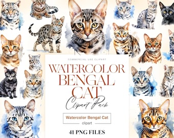 Cute Bengal Cat Clipart, Bengal Kitten, Cat Lover PNG, Pet Cat Images, Bengal Cat PNG, Cute Pet Clipart