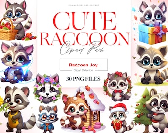 Cute Raccoon Clipart, Happy Raccoon, Woodland Animal, Funny Raccoon PNG, Nursery Animal, Printable Raccoons