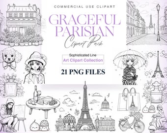 Paris Clipart Illustration, Pudel, Pariser Mädchen, Eiffelturm, Frankreich, Reise Clipart, französische Mode PNG