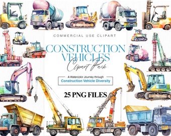 Watercolor Construction Vehicles Clipart, Dump Truck, Construction Machine, Vehicle Clipart, Building Vehicle