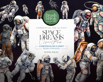 Watercolor Astronaut Clipart, Space PNG Images (Digital Download)