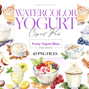 Yogurt Clipart, Acai Bowl, Banana Split, Breakfast Clipart, Frozen Yogurt Container, Dessert Clipart, Healthy