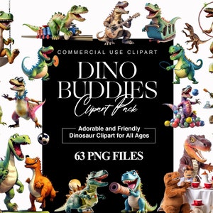 Cute Dinosaur Clipart Pack - Watercolor Dino PNG Images for Invitation ,Nursery Decor, Crafts and Designs