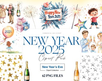 Happy New Year Clipart, New Year 2025, Party Like 2025 PNG, Champagne, Retro Disco Ball, New Years Eve, Party