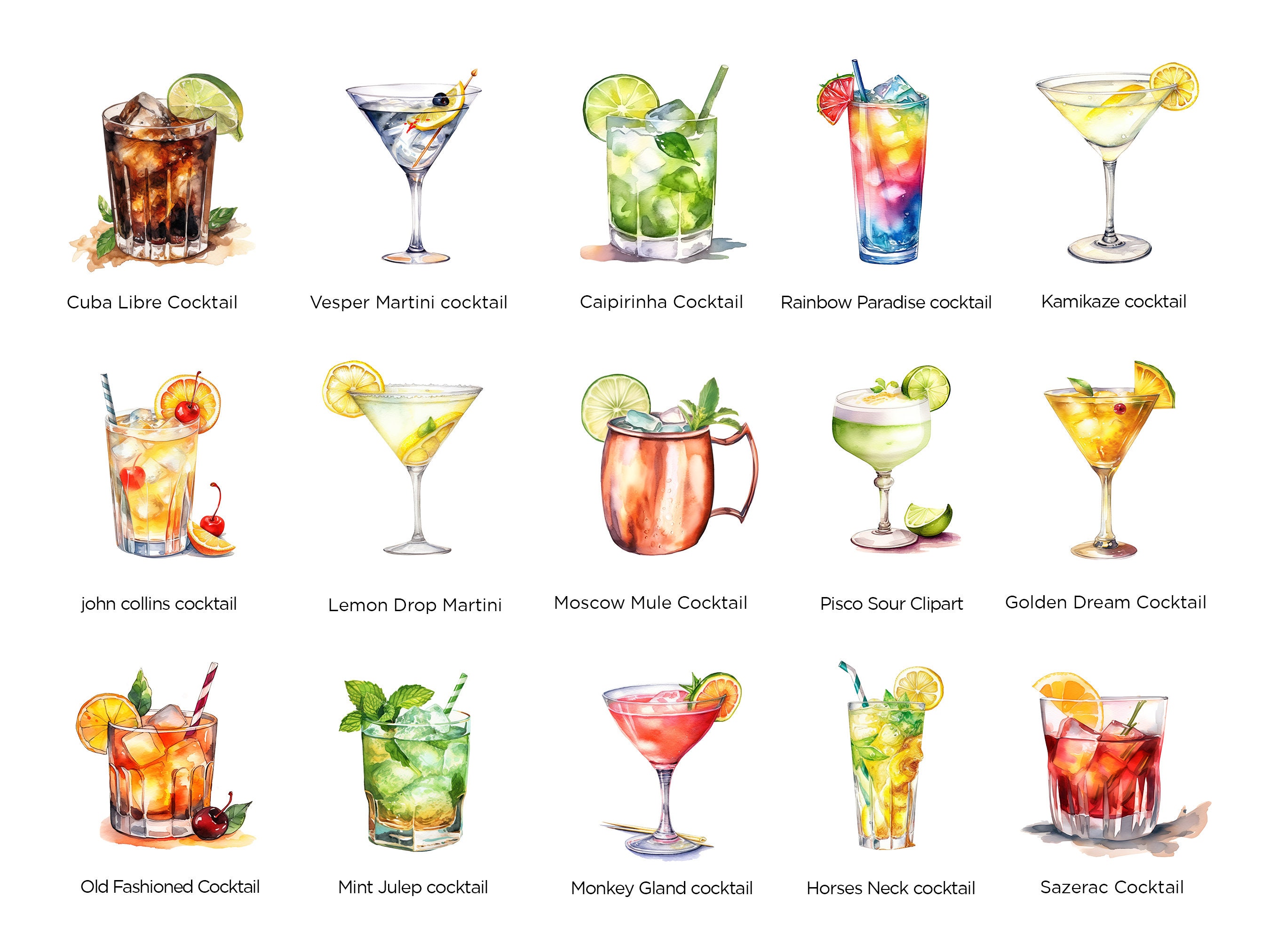 IBA Official Cocktail Clipart 77 High Quality 300 DPI PNG - Etsy UK