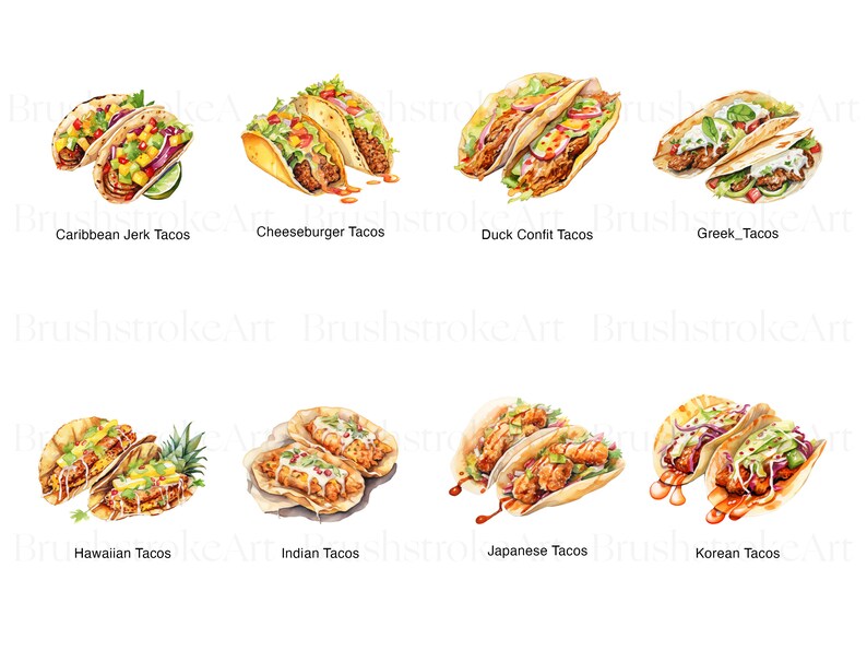 Watercolor Tacos Clipart, Mexican Tacos, Restaurant Menu, Mexican Food ...