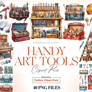 Watercolor Tools Clipart, Men PNG, Handyman, Mechanic Tools, Toolbox, Hammer, Screwdriver, Drill, Spanner