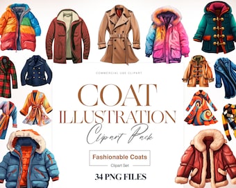 Coat Clipart, Winter Coat, Fur, Fashion Coat, Cozy Winter, Fashion Clipart, Trench Coat, Men's Fashion, Extra