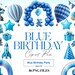 Blue Birthday Clipart, Boys Birthday, Party Clipart, Celebration, Happy ...