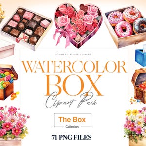 Aquarell Box Clipart, Lunchbox, japanisches Bento, Karton Box PNG, Nähzeug, Box Schokolade, Süßigkeiten Box