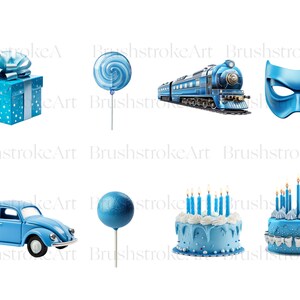 Blue Birthday Clipart, Boys Birthday, Party Clipart, Celebration, Happy ...
