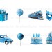 Blue Birthday Clipart, Boys Birthday, Party Clipart, Celebration, Happy ...
