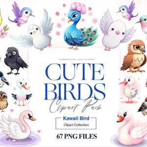 Clipart de pássaro fofo, passarinho, frango fofo, pássaro kawaii, flamingo fofo PNG, pássaros coloridos, pássaros fofinhos fofos