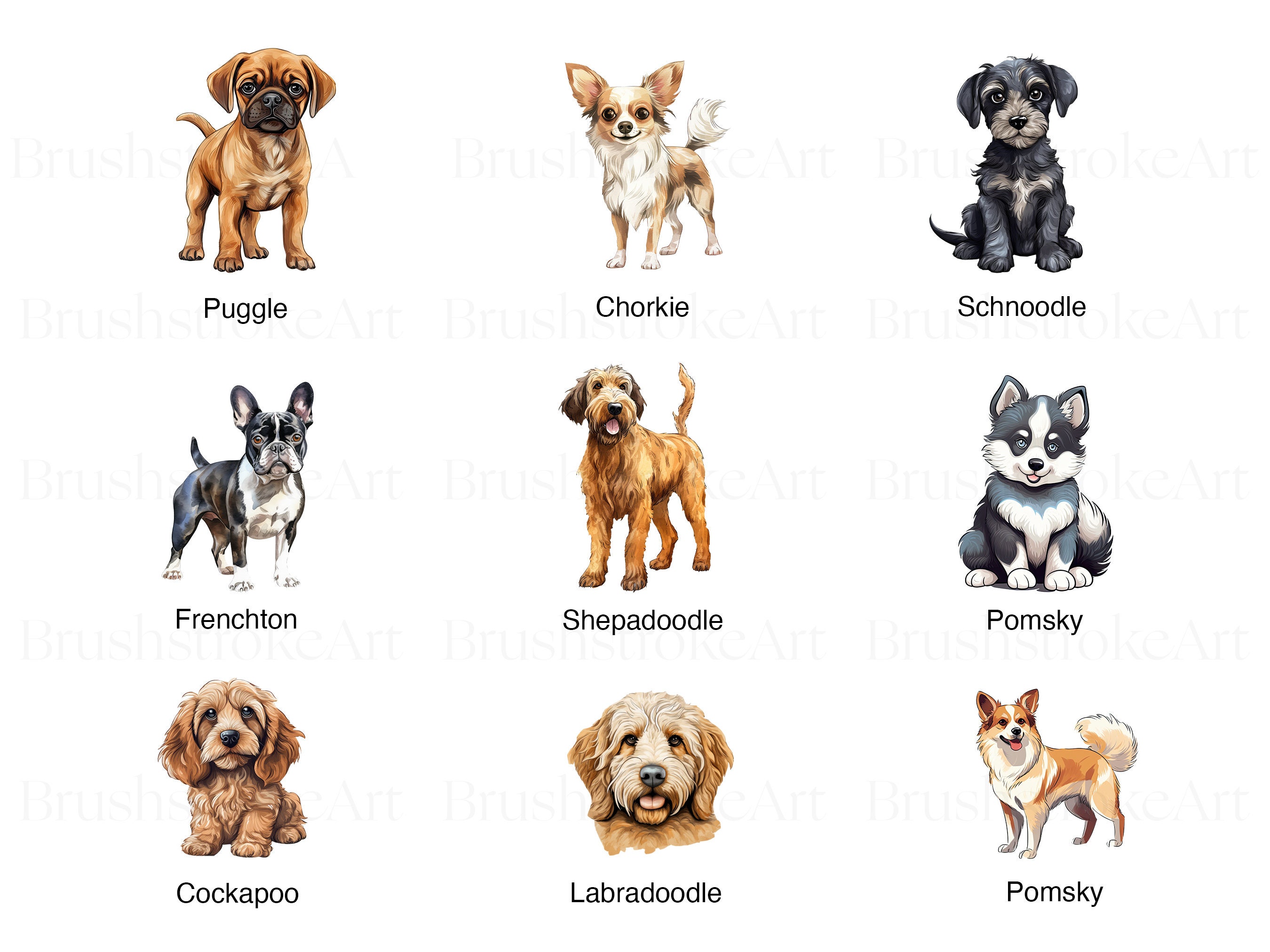 Watercolour Designer Dogs Clipart Cute Crossbreed Breeds & Etsy Canada