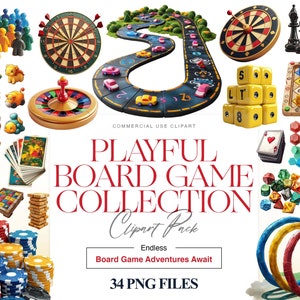 Clipart soirée de jeu, jeux de famille, enfants, jeux de société, quiz, tisonnier, scrabble, cartes à jouer, dés PNG