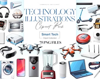 Technology Clipart, Smartphone, Headphones PNG, Tech, Laptop Clipart, Tech Graphics, Office Clipart, Digital