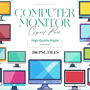 Computer Monitor Clipart, Computer Screen, Desktop Computer, Monitor PNG, Technology Clipart, Office Supplies