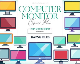 Computer Monitor Clipart, Computer Screen, Desktop Computer, Monitor PNG, Technology Clipart, Office Supplies