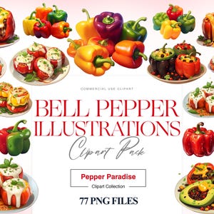 Bell Pepper Clipart, Red Bell Pepper, Colorful Vegetables, Green Bell Pepper, Italian Food PNG, Kitchen Decor