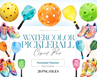 Pickleball Clipart, Sports, Pickleball Paddles, Cute Pickleball, Sports Decor, Pickleball Print, Pickle Ball