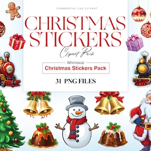 Watercolor Christmas Clipart, Santa Claus, Snowman Illustration, Reindeer, Christmas Tree, Christmas Images