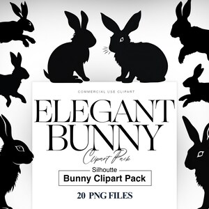 Bunny Silhouette Clipart| Easter Bunny PNG| Rabbit Clipart| Cute Face| Rabbit Silhouette| Bunny Clipart| Hare